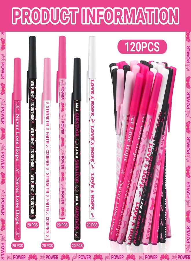 Faccito 120 Pieces Breast Cancer Awareness Pens Bulk Pink Ribbon Ballpoint Pens Breast Cancer Favors Gifts Black Ink Gel Pens for Women Girls Charity Recognition Public Event School Office Supplies - Image 3